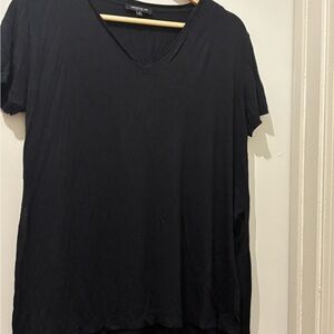 Lafayette 148 New York Black Relaxed Short Sleeve T-Shirt